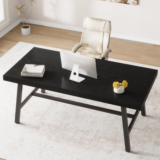 Yiwa Industrial Style Dining Table, 70.87" Wood & Metal Table, Seats 6-8, Sturdy Gray Table for Kitchen, Dining Room