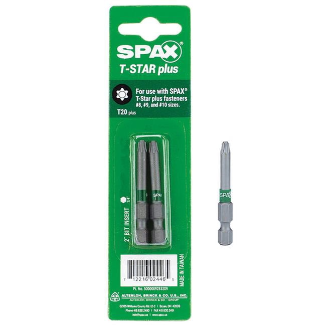 Spax  T20 x 2 in. T-Star Plus Driver Bit Steel, 2 per Pack - Pack of 10