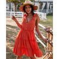 thumbnail image 2 of YNIQUE Womens Summer Casual Spaghetti Strap Smocked Ruffled Vacation Mini Dress, 2 of 6