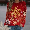 thumbnail image 2 of Pisexur Chandail en Molleton de Noël pour Femmes Sans Capuche Imprimé Graphique Vacances Col Rond Chandail en Molleton Ample Surdimensionné Automne Mode Décontracté Pull à Manches Longues pour Femmes, 2 of 4
