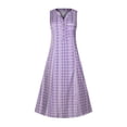 thumbnail image 4 of Cameland Robe Maxi Décontractée de Mode pour Femme Sans Manches à Col en V à Boutons à Rayures Imprimées avec Poches Violet m, 4 of 8