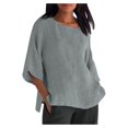 thumbnail image 2 of Pisexur Chemisier Ample en Coton à Manches Courtes et Col Rond pour Femmes, Haut Rétro Décontracté à Manches 3/4 et Col Rond en Coton et Lin pour Femmes, Robes d'Été pour Femmes 2022, 2 of 6