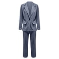 thumbnail image 3 of Kcodviy Combinaison Habillée à Revers Deux Pièces pour Femmes Invitée de Mariage Ensemble Tailleur Affaires Long Femmes 3 Tenues Mignonnes Manche Bouton Formel + Salopettes pour Femmes Salopette d'Hiver Tailleur Pantalon Ajusté Pantalon Ample S, 3 of 8