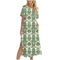 thumbnail image 2 of Ovzne Robes d'Été pour Femmes Robe Femme Robe Unie Ample Décontractée Mode Robe à Manches Longues Robe à Col à Manches Longues pour Femmes Robe d'Été à Manches Longues Imprimée Liquidation, 2 of 6