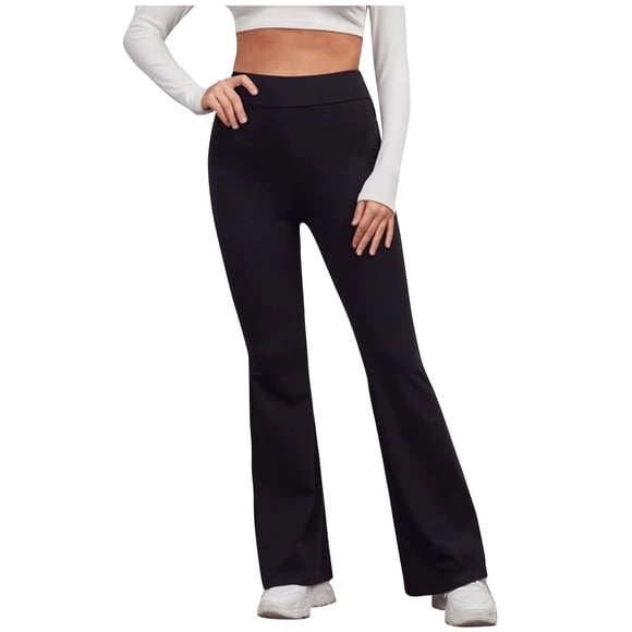 Yuyuzo Yoga Pants Womens High Waist Bell Bottom Elastic Slim Fitting Sports Yoga Leggings Solid Color Trousers