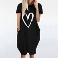 thumbnail image 2 of Pisexur Robe Maxi pour Femme Grande Taille Été Décontractée à Imprimé Cœur à Manches Courtes Col Rond Ample Unie Chemise de Nuit Plissée Robe de Sommeil Confortable avec Poches, 2 of 5