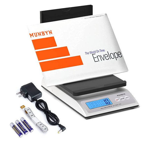 MUNBYN Digital Shipping Postal Scale, 30kg/66lbs, 1g Accuracy, Mail Scale for Packages, with Soft Tape Measure and Foldable Parcel Stand, Hold and Tear Function for Parce