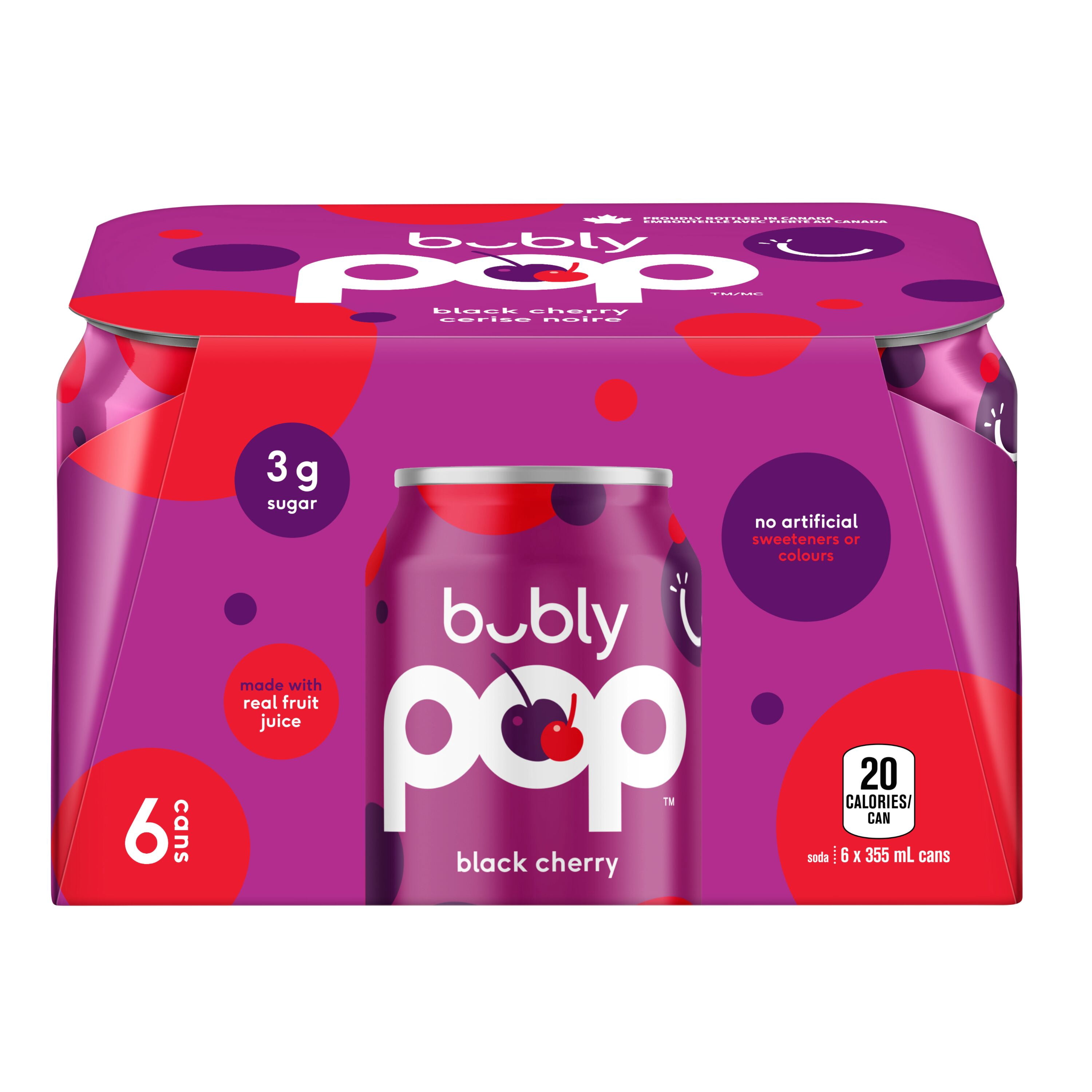 Bubly Pop Black Cherry Soda 6 x 355 ml Can