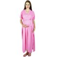 thumbnail image 1 of Bimba Maternity Kaftan Belt Nursing Night Gown| Front Buttons| Baby Shower Gift, 1 of 8