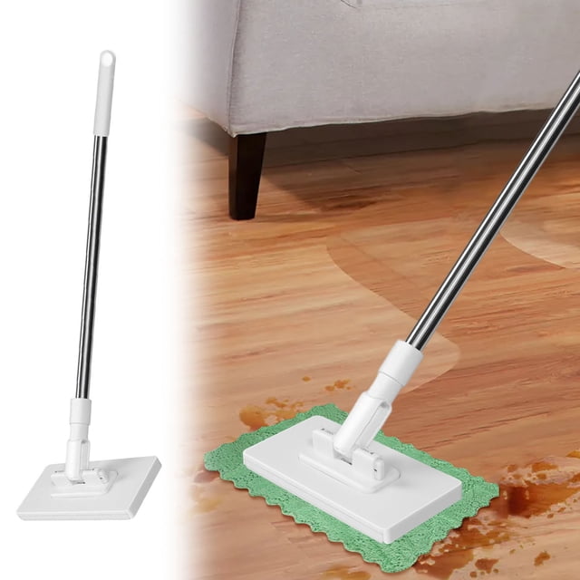 Pressure Clamping Floor Wiper with Automatic Cloth Change System and Reusable Microfiber Towels for Effortless Cleaning