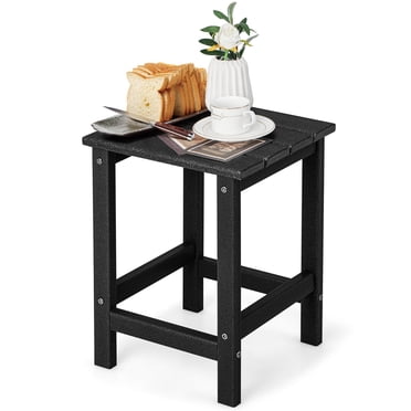 Costway Table d'Appoint Latéral Adirondack de Patio 14 Pouces HDPE Carré Résistant aux Intempéries pour Jardin Noir