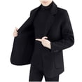thumbnail image 1 of Lovzfmll Men's Wool Blazer Solid Color Notched Lapel with Pockets Black, 3XL, 1 of 6
