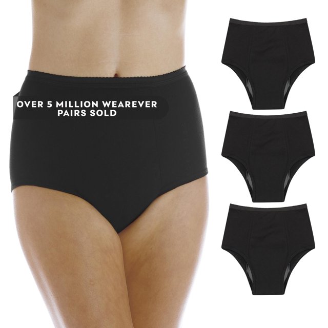 Wearever Culottes d'Incontinence pour Femmes Réutilisables, Contrôle Maximal de la Vessie, Culottes pour Soins Féminins, Lot de 3