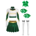 thumbnail image 3 of Yhong Womens Cheerleading Costume 5PCS Cheer Uniform High School Cheer Leader Fancy Dress Outfits Green XL, 3 of 6