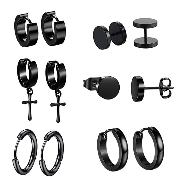TopLLC Ear Stud 6Pcs Fashion Punk Earring Set Stainless Steel Men's Earrings ear studs