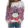 thumbnail image 1 of Kcodviy Women's Autumn and Winter Comfortable Sweatshirts Women Christmas Snowflake Snowman Printed Apparel T Round Neck Shoulder Long Body Suits Women Sweater Sleeved Casual Sports Sweatshirt, 1 of 4