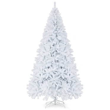 Gymax Sapin de Noël Blanc de 9 Pi Sapin Classique Matériau PVC Pointes Épaissies (Blanc)