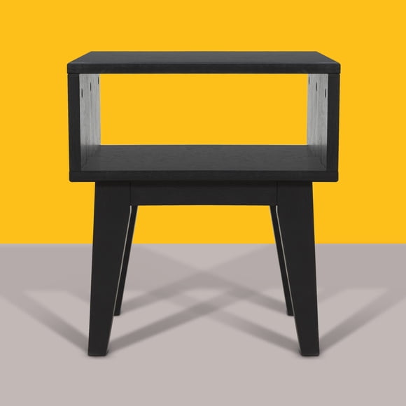 Acacia Serena Nightstand/End Table Solid Wood Bed Side Table for Bedroom Living Room College Dorm, Black