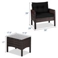 thumbnail image 4 of Costway 3PCS Outdoor Rattan Conversation Set Patio Garden Cushioned Sofa Chair Black, 4 of 9
