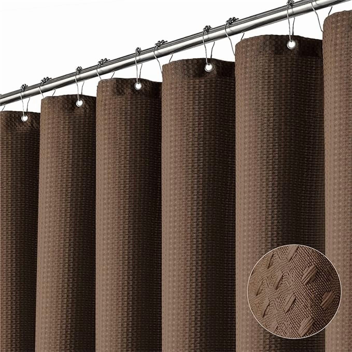 suxuMhao Waffle Pattern Waterproof Shower Curtain, 71×71in 1pc Shower Curtain Liner for Bathroom, Shower Liners with 12 Plastic Hooks as a Gift, Stylish Shower Curtains for Bathroom Decor​,Brown