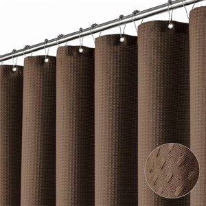 SuxuMhao Waffle Rideau de douche imperméable modèle, 71×71in 1pc Linge de douche Rideau pour salle de bain, Linges de douche avec 12 Crochets en plastique comme un cadeau, Rideaux de douche élégants pour la décoration de salle de bains ,Brown