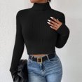 thumbnail image 1 of Babysbule Chandails pour Femmes Grande Taille Nouveautés Femmes Décontracté Mode Chandail Uni à Manches Longues Col Rond Liquidation Mode pour Femmes, 1 of 9