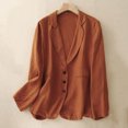 thumbnail image 2 of Timegard Womens Suit Jacket Cotton Linen Stand Collar Button Long Sleeve Lightweight Fall Loose Coat, 2 of 6