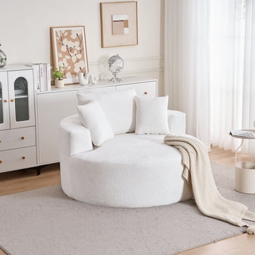 55" Oversized Accent Chair, Fluffy Uphlostered Chenille Barrel Chair, Cozy Cloud Like Chaise Lounge for Living Room, Bedroom, Reading Nook