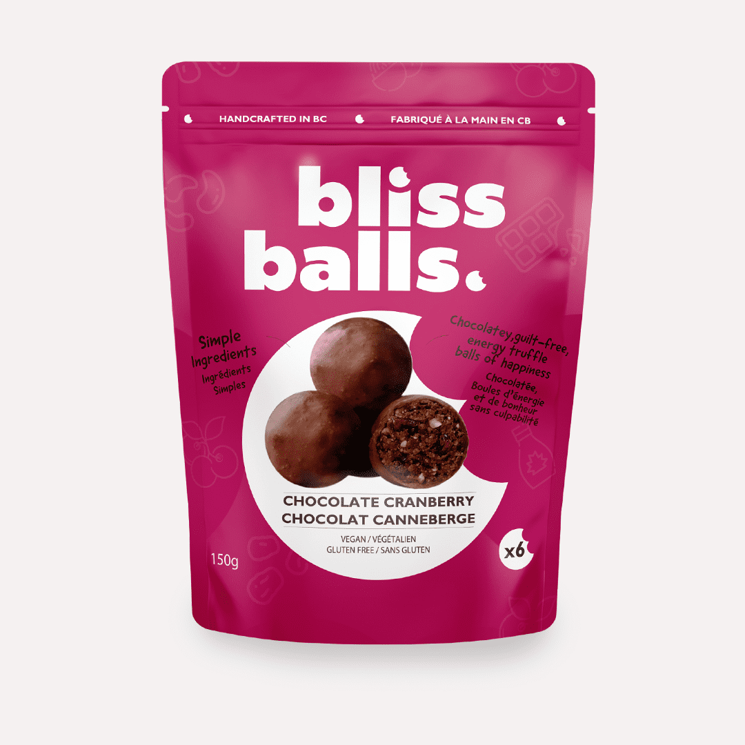 Bliss Balls Chocolate Cranberry Energy Truffles - Vegan Gluten-Free Chocolate Cranberry Snack Balls -150g