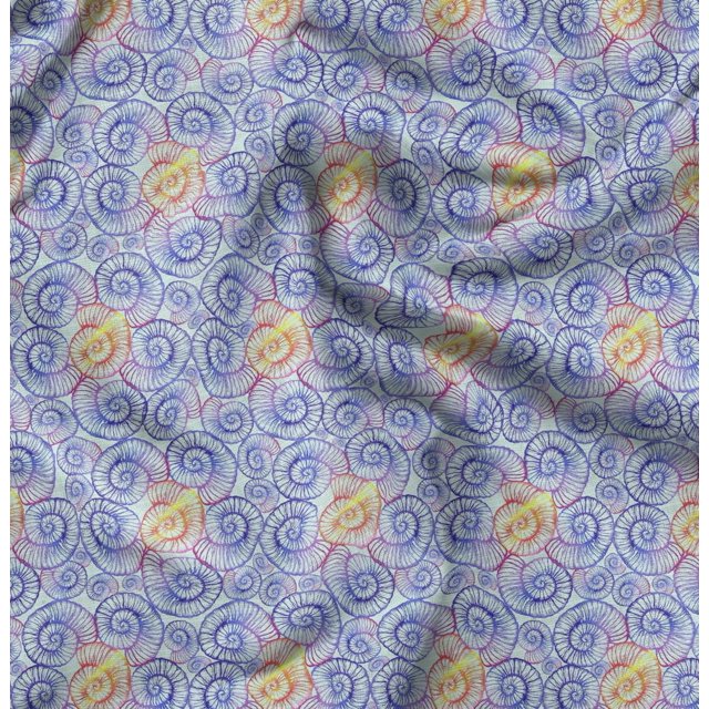 Soimoi Rayon Fabric Shells Ocean Fabric Prints By Yard 56 Inch Wide