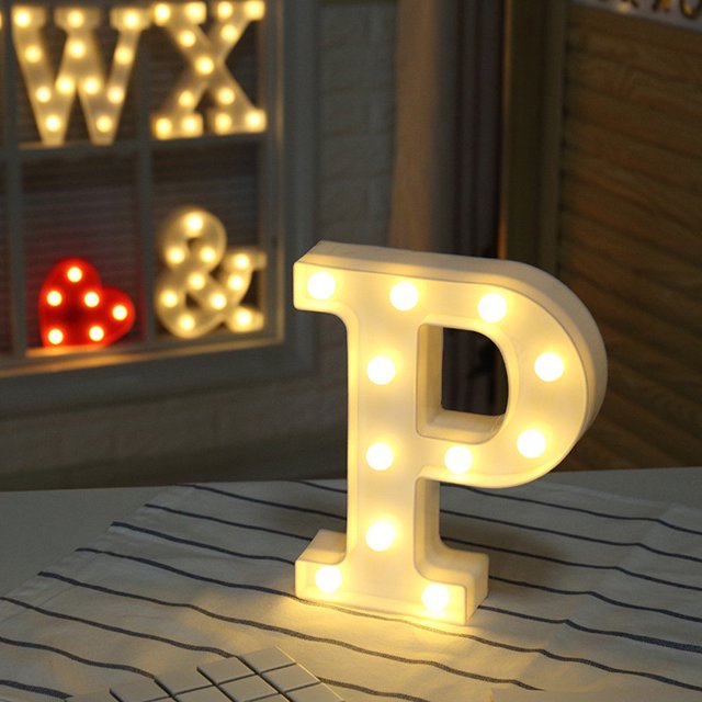 Fridja Alphabet LED Letter Lights Light Up White Plastic Letters Standing Hanging P