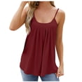 thumbnail image 3 of AherBiu Boho Tank Tops for Women Eyelet Hole Spaghetti Strap Low Cut Sleeveless Ruched Loose Shirts Blouse, 3 of 5