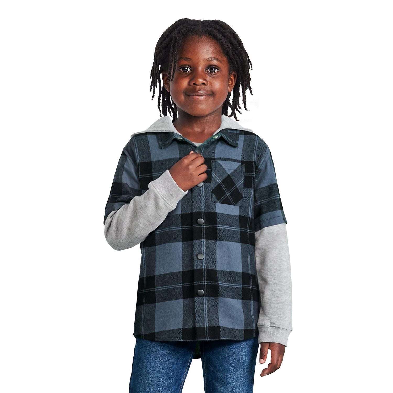 George Boys' Hooded Flannel Long-Sleeve Fooler Shirt