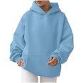 thumbnail image 1 of MeetoTime Women's Oversized Sweatshirt Fall Lightweight Long Sleeve Hoodie Fleece Pocket Pullover Tops, 1 of 6