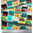 thumbnail image 2 of Soimoi Velvet Fabric Vehicles Patchwork Print Fabric by The Yard 58 Inch Wide, 2 of 3