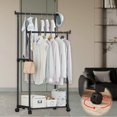 thumbnail image 4 of Tyidzon Clothing Rack, Double Rods Clothes Rack for Hanging Clothes Portable Wardrobe Rack, Metal Garment Rack Sturdy Coat Rack for Bedroom Laundry Living Room Black, 4 of 6