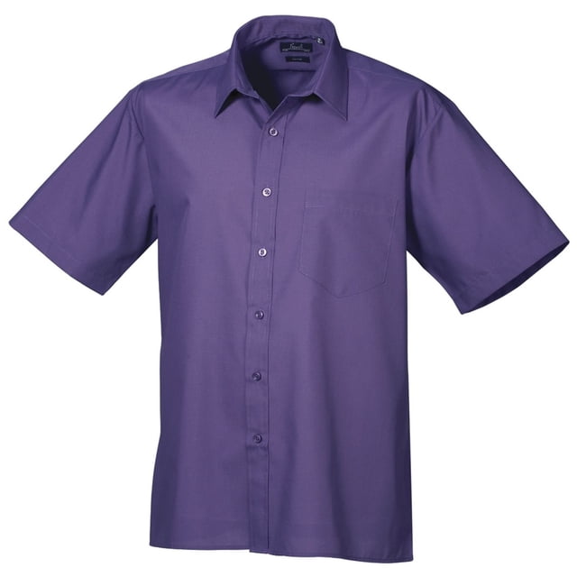 Premier Chemise de Travail Formelle en Popeline Unie à Manches Courtes pour Hommes