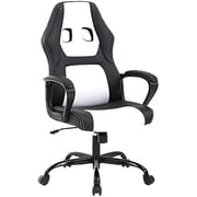 FDW Home Office Chair, Ergonomic Executive PU Leather, Rolling Metal Base Swivel, Arms Lumbar Support for Women, Men，White