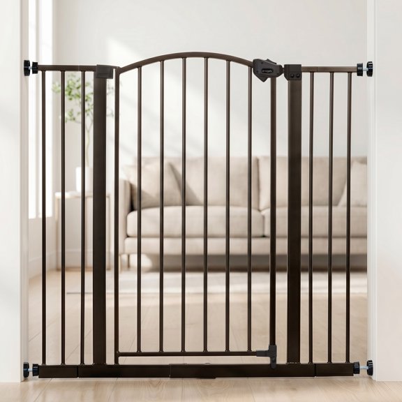 Regalo Barrière de sécurité extra-haute en métal de 36 po pour bébé, convient aux ouvertures de 29 à 39,5 po, porte arquée, bronze