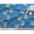 thumbnail image 3 of Soimoi Moss Georgette Fabric Rabbit,Van & Suitcase Travel Print Sewing Fabric Yard 42 Inch Wide, 3 of 3