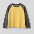 thumbnail image 2 of Floleo T-Shirts à Manches Longues Raglan Unisexes pour Enfants Printemps Automne Hiver T-Shirts à Blocs de Couleur Col Rond Décontractés Vêtements de Sport pour Enfants 1-15 Ans (Jaune#1,11 Ans), 2 of 6