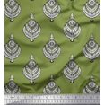 thumbnail image 1 of Soimoi Rayon Crepe Fabric Leaves & Floral Block Print Sewing Fabric Yard 46 Inch Wide, 1 of 4