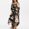 thumbnail image 1 of Drppepioner Women Off Shoulder Plus Size Lace Up Maxi Flowing Floral Print Dress, 1 of 5