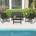 thumbnail image 1 of Costway Ensemble de Terrasse à Bascule 4 Pcs 2 Chaises Berçantes et Causeuse avec Table à Dessus en Verre Extérieur, 1 of 10