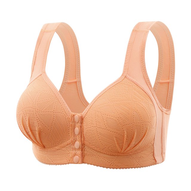 Cathalem Double Support Wireless Bra Seamless Secret Plunge No Show Bra Multiway Low,Orange 38