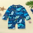 thumbnail image 2 of Toddler Kid Baby Boys Rash Guard Long Sleeve Zipper Beach Swimsuit One Piece Bathing Suit, 2 of 7