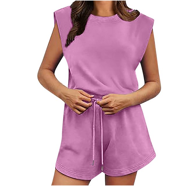 Penkiiy Womens 2024 Rompers Open Back Jumpsuits Onesie One Piece Sweatsuit Outfits with Pockets 2XL Pink