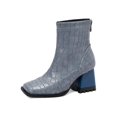 thumbnail image 1 of Woobling Bottes Cheville Confort pour Femmes Bureau Respirantes à Fermeture Éclair Bottillons Habillés Bleu 6.5, 1 of 9
