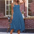 thumbnail image 4 of Ovzne Robes d'Été pour Femmes Robe pour Femme Robe à Imprimé Sans Manches avec Poche Ourlet Irrégulier Robe à Col Rond Robe de Printemps Imprimée Liquidation, 4 of 5