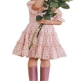 thumbnail image 2 of Mommy and Me Dresses Floral Print Short Sleeve Ruffle Beach Midi Dress Sundress, 2 of 4